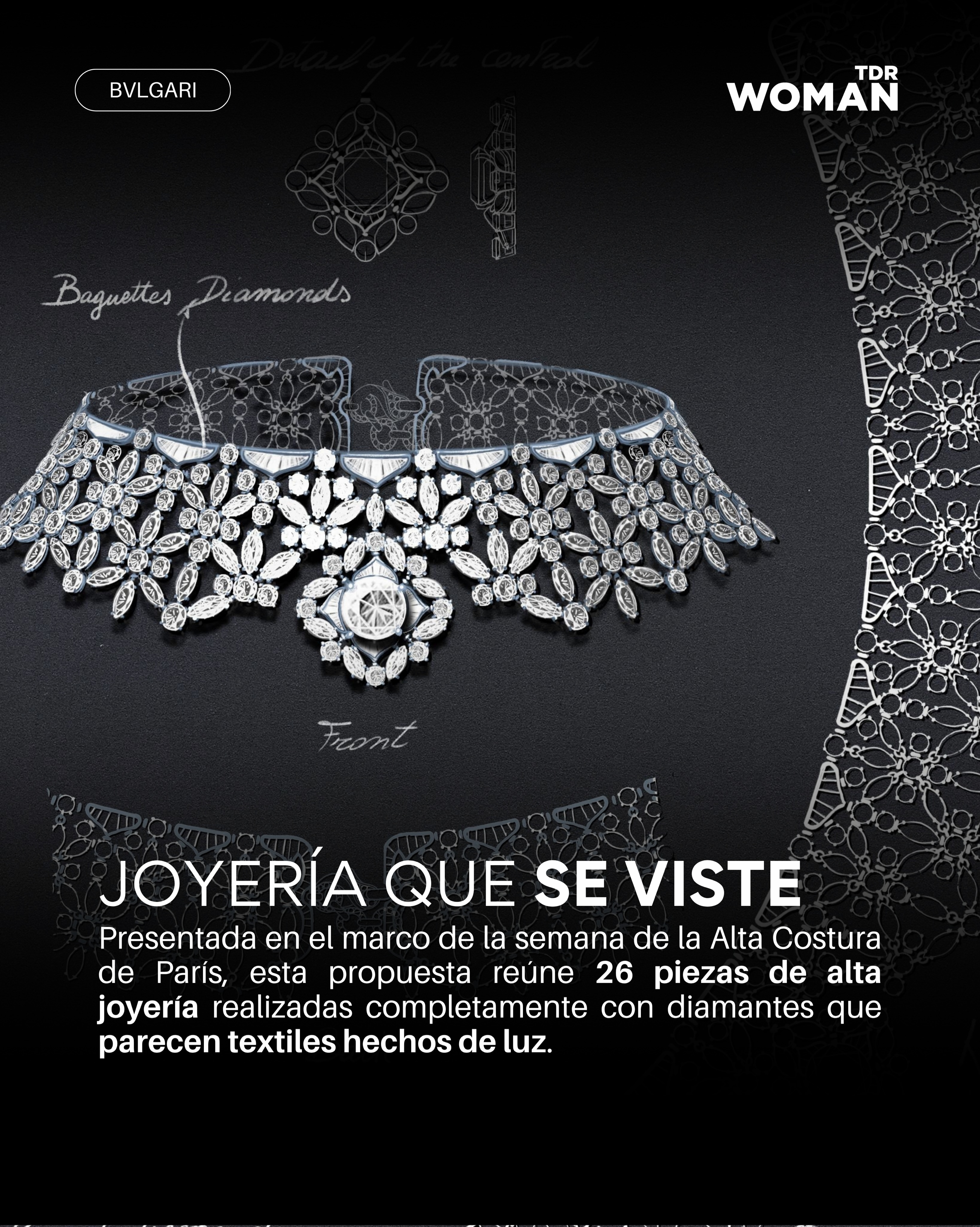 @bvlgari expands its Eclettica collection with a #HighJewelry capsule where diamonds are transformed into #HauteCouture lace. The idea meant turning diamonds into a material as flexible as fabric. So instead of simply setting stones onto metal, Bvlgari created open, articulated and lightweight compositions that echo the way lace moves with the body.
Discover more through our link in bio 💎🐍✨
—-
#Bvlgari amplía la colección Eclettica con una cápsula de alta joyería donde los diamantes se transforman en encaje de Alta Costura. La idea exigió transformar el diamante en un material flexible como una tela. Así que, en lugar de engastar las piedras sobre metal, Bvlgari construyó composiciones abiertas, articuladas y ligeras que recuerdan la forma en que el encaje se adapta al cuerpo. Te contamos más en nuestro link in bio.